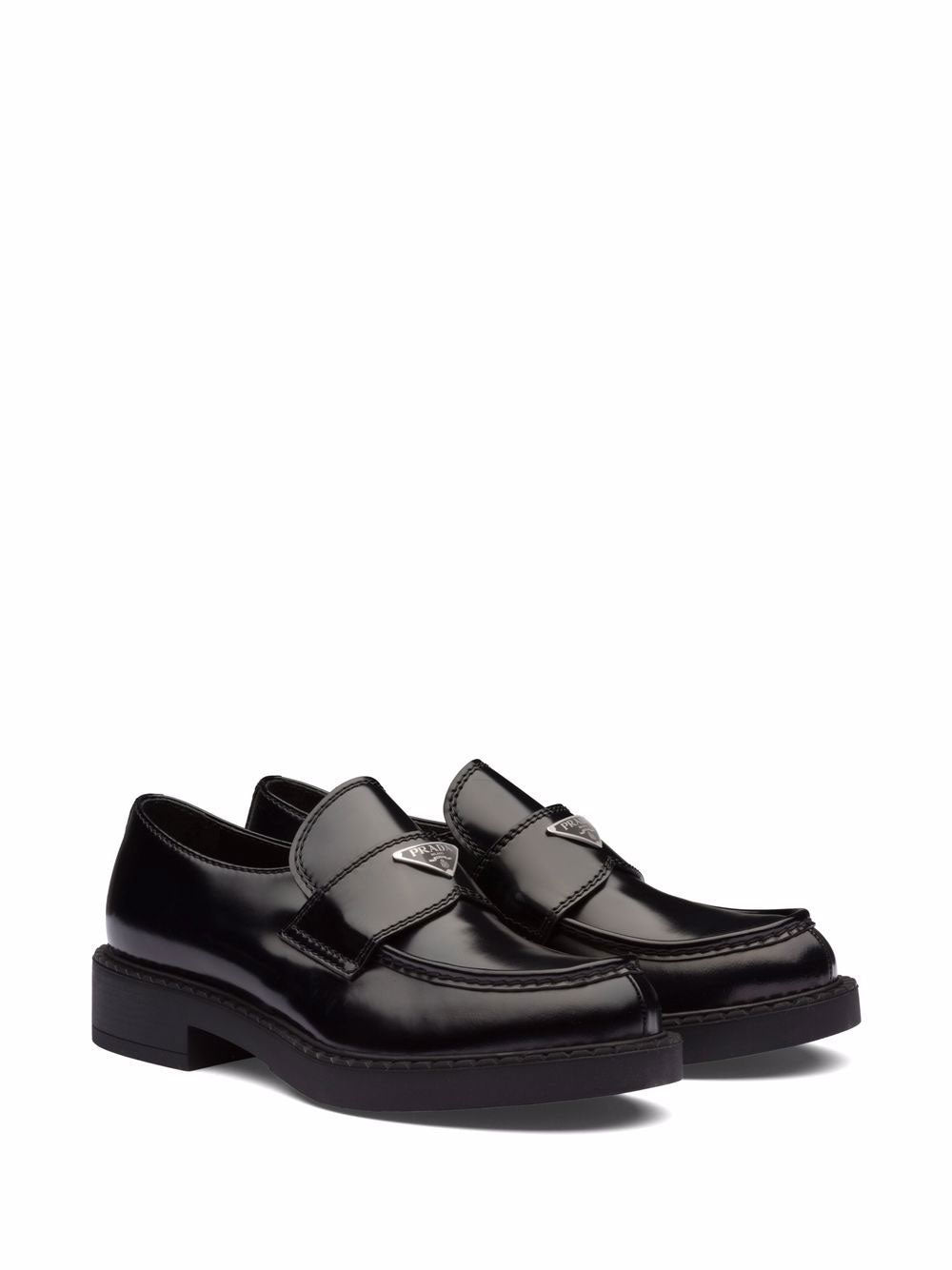 Prada logo loafers deals