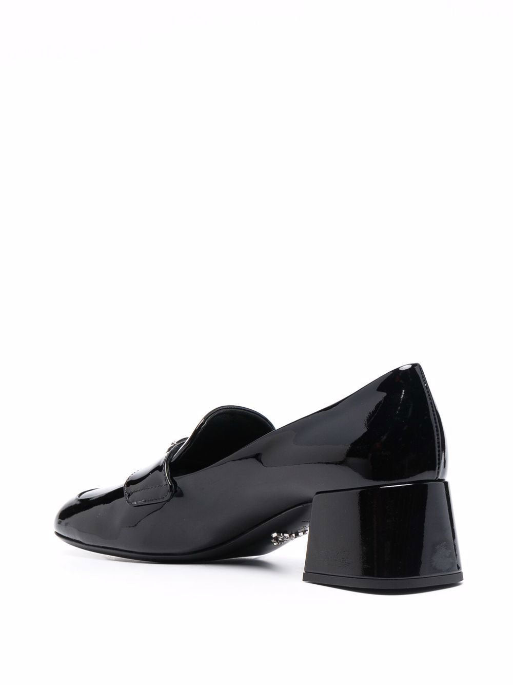 Triangle-logo patent leather loafers