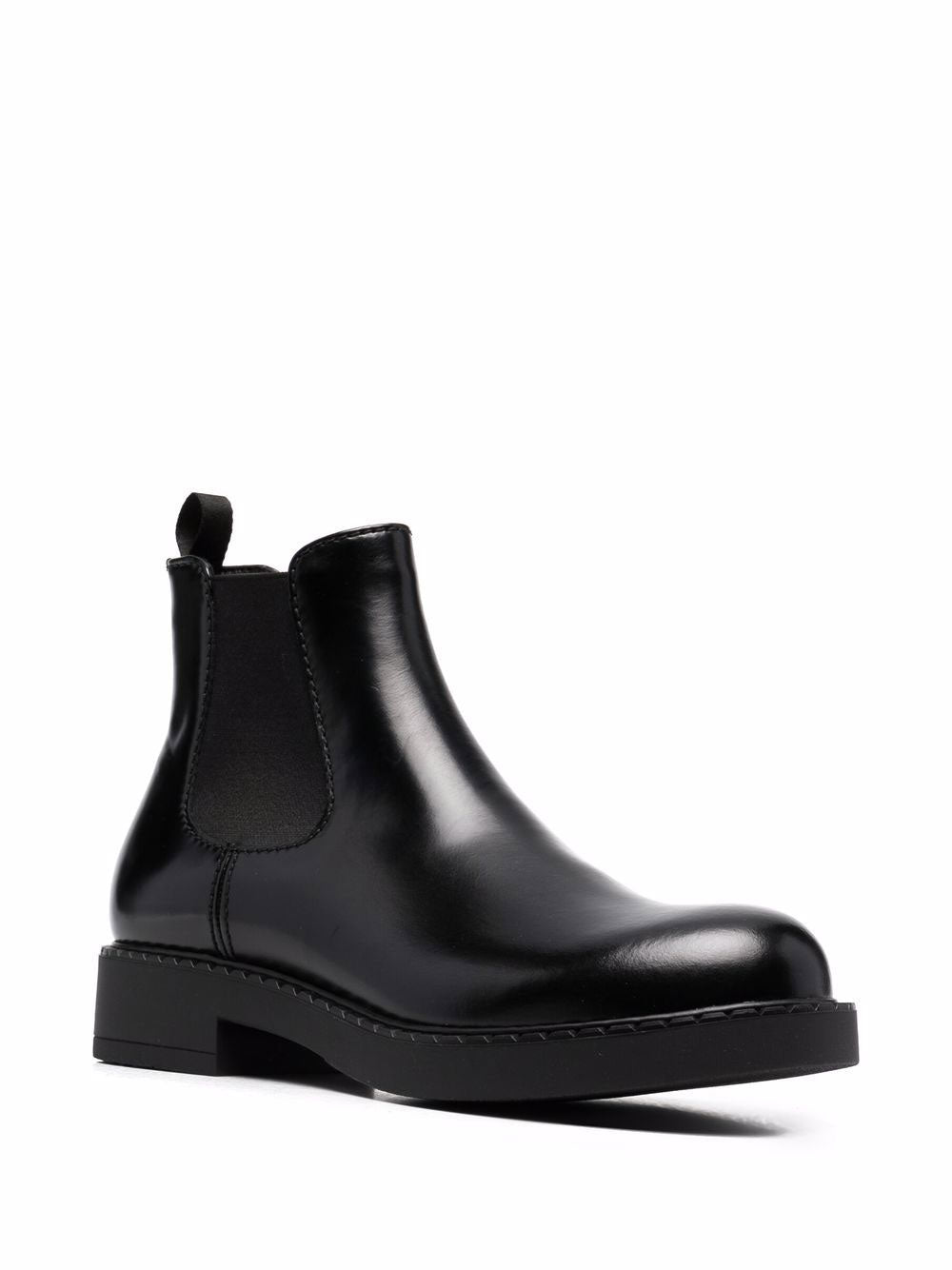 Prada black store leather chelsea boots