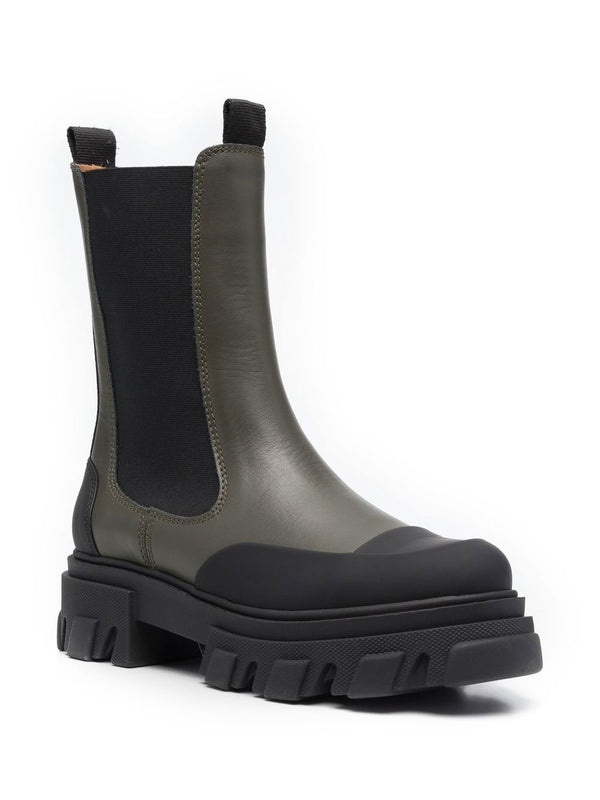 Panelled chunky leather chelsea boots