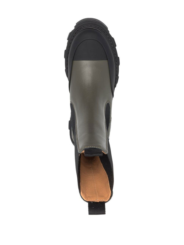 Panelled chunky leather chelsea boots