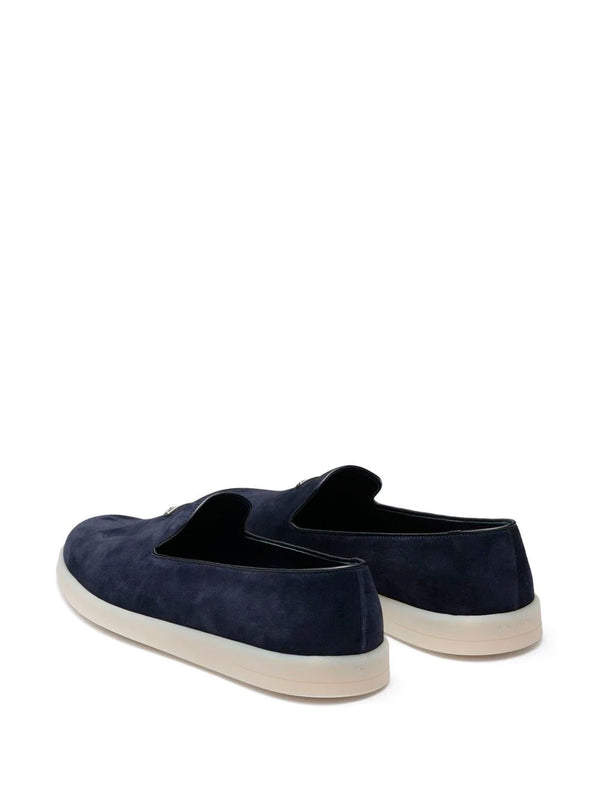 Triangle-patch suede loafers