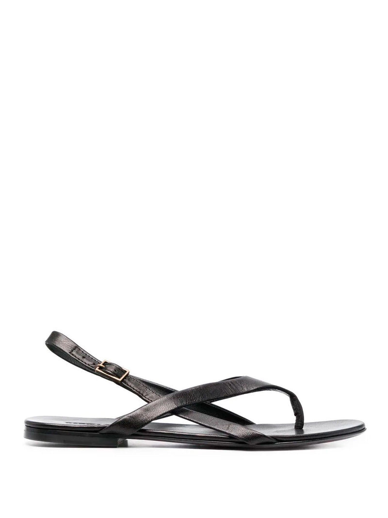 Leather crossover-strap flat sandals